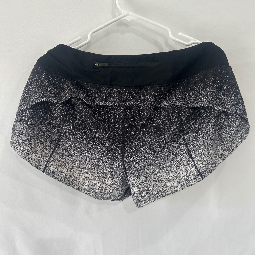 Lululemon Speed Up Shorts Black White Ombre Speckle Running Lined